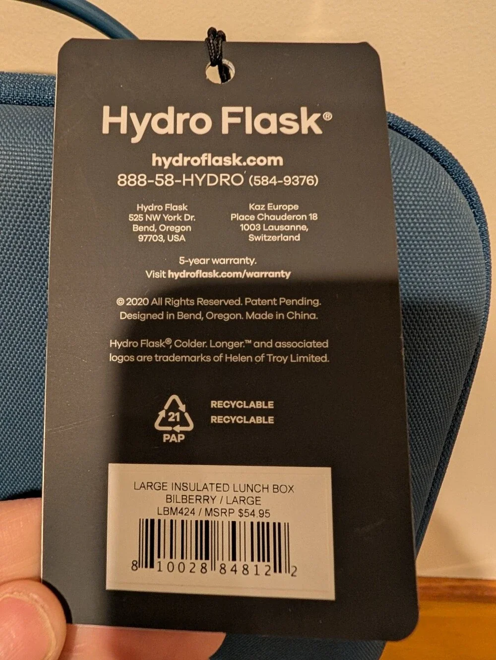 Hydro Flask Large Insulated Lunch Box Bilberry Navy Blue NWT MSRP $54.95